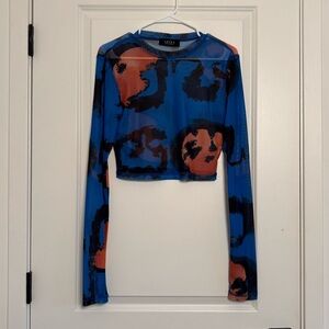 Akira Women’s Mesh Crop Top Long Sleeve, Large